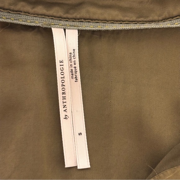 Anthropologie | Olive Split Back Satin Blouse | Size S - Picture 10 of 11